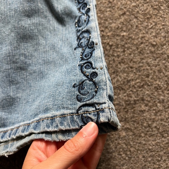 Vintage COS Jeans Blue Light Wash Flared Denim Rhinestone Embroidered Size 10 - Picture 16 of 16